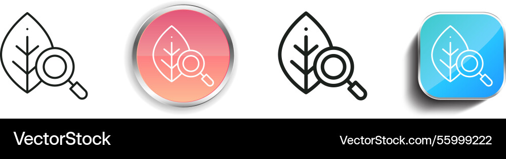 Leaf icon thin linear regular and button style vector image