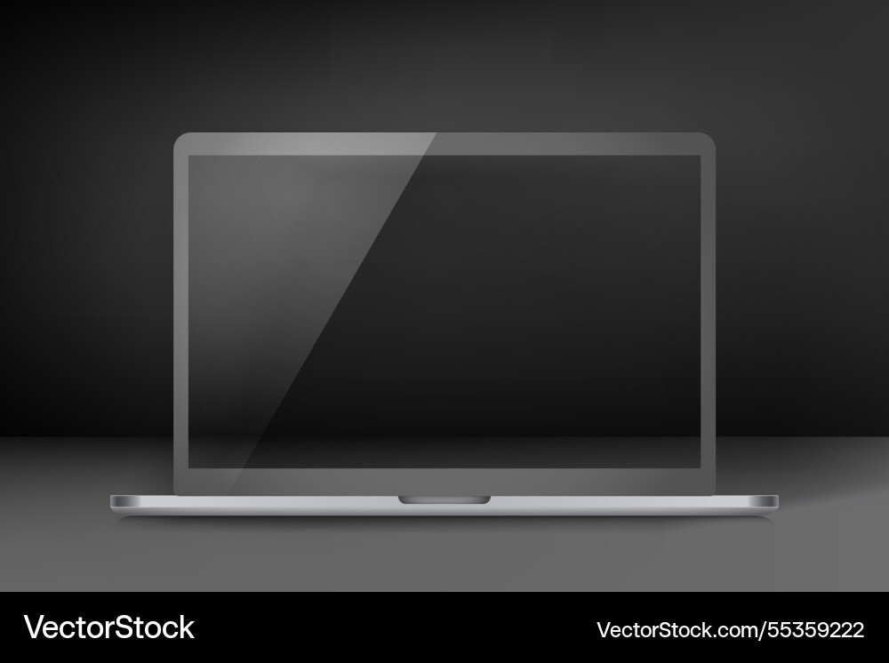 Modern notebook with empty screen 3d mockup Vector Image