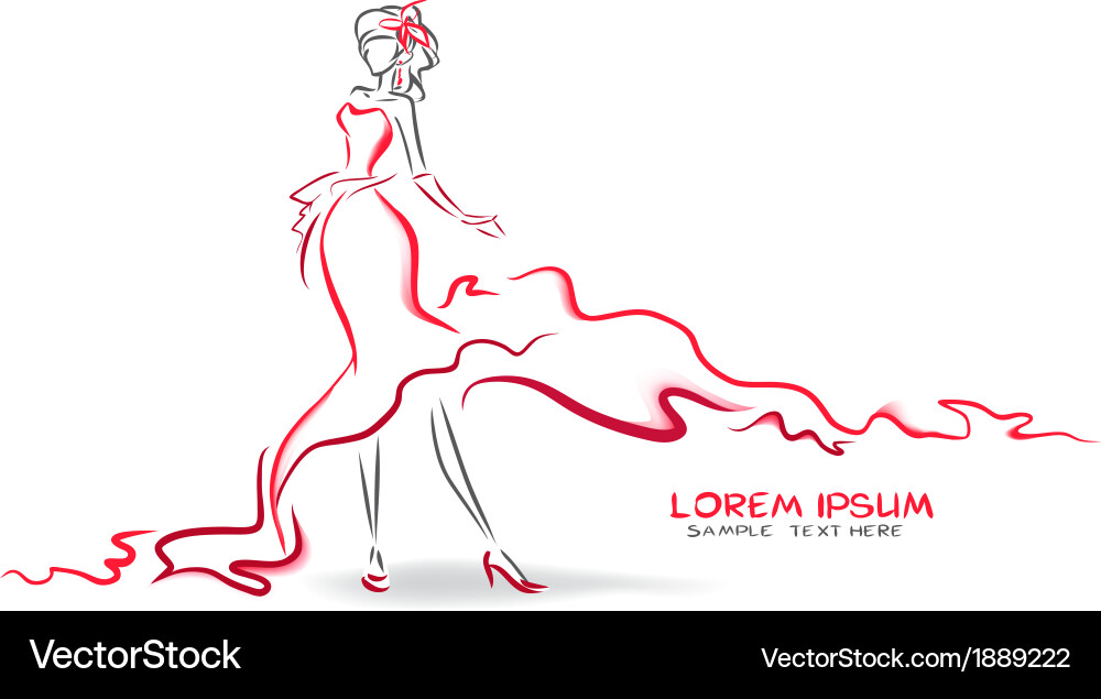 Rot Abendkleid Silhouette vektorbild