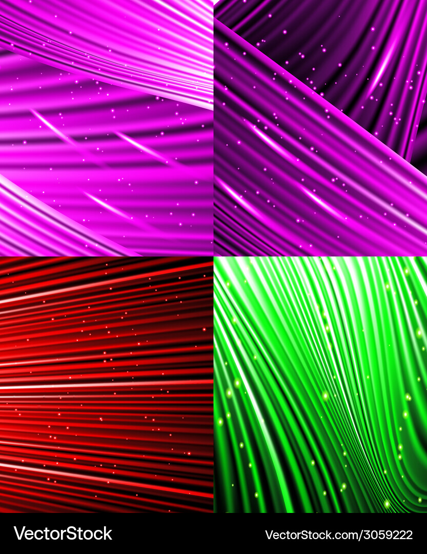 Set of abstract luminous rays background Vector Image