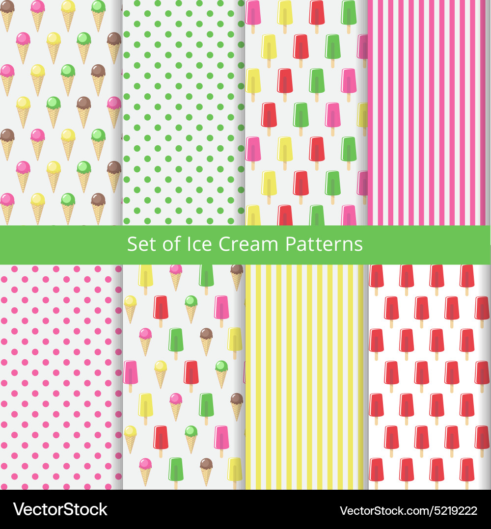 Set of nice ice cream patterns Vector Image