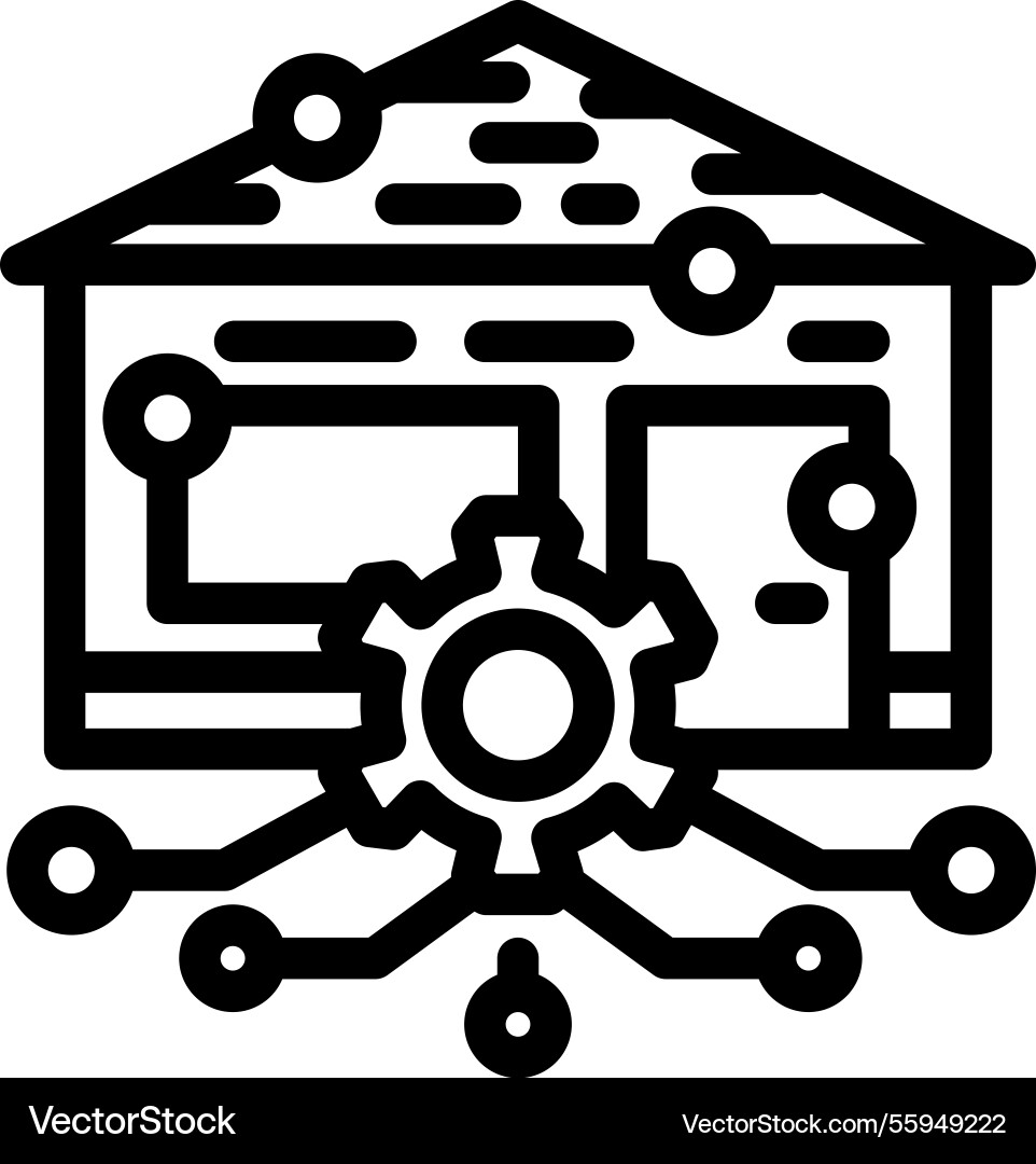 Smart home automation ai integration line icon Smart home automation ai integration line icon vector image