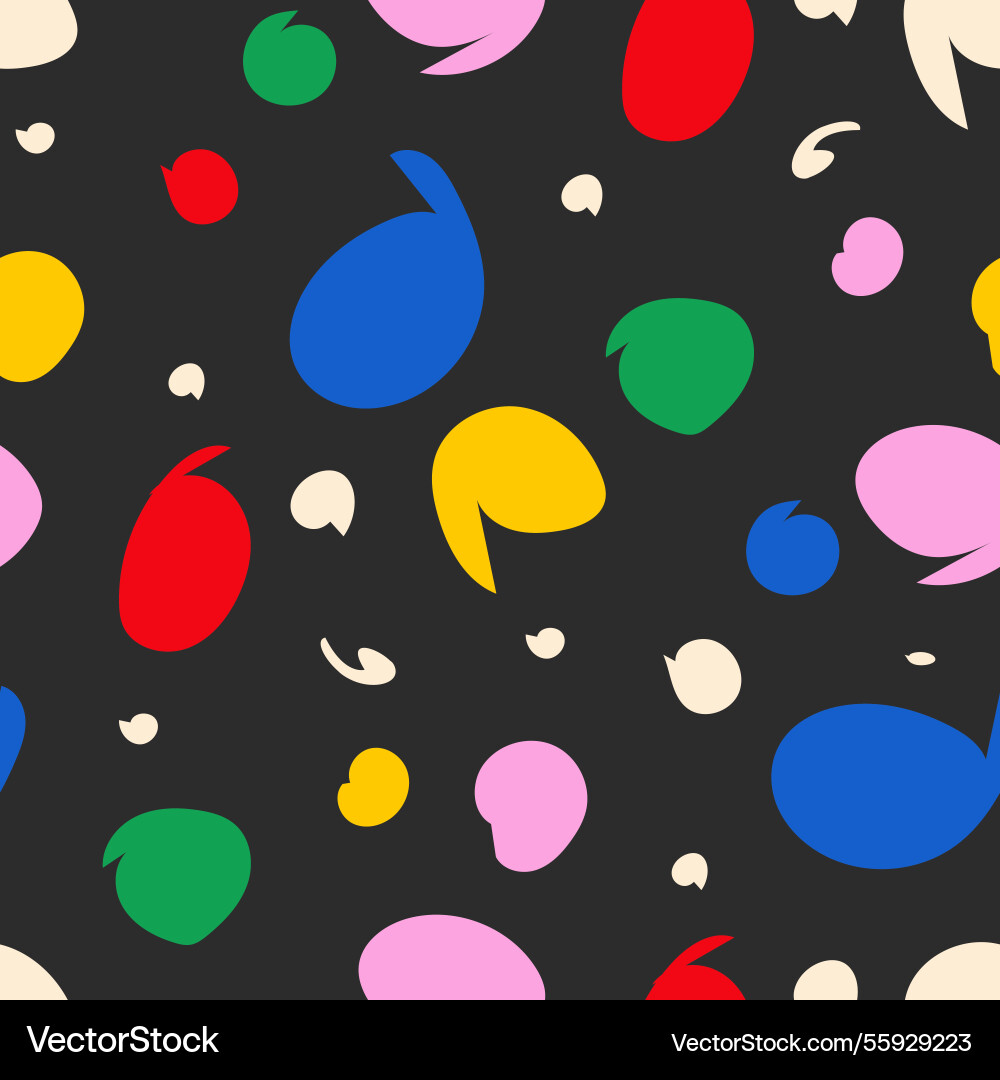 Black seamless pattern with colorful blobs Black seamless pattern with colorful blobs vector image