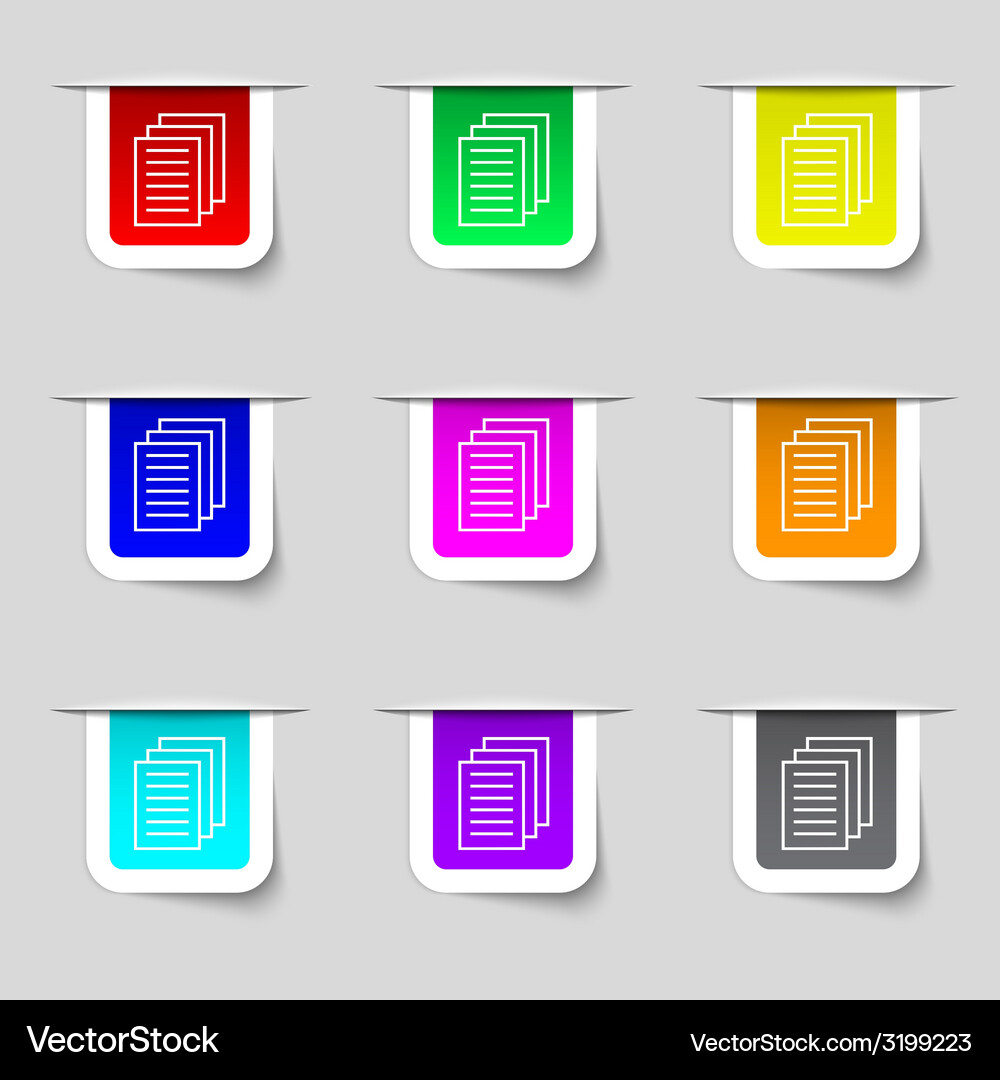 Copy file sign icon duplicate document symbol set Vector Image