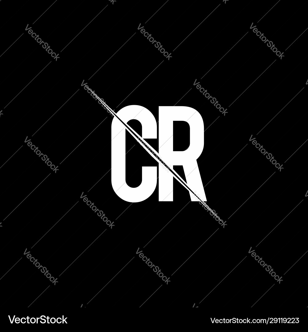 Cr logo monogram with slash style design template Vector Image