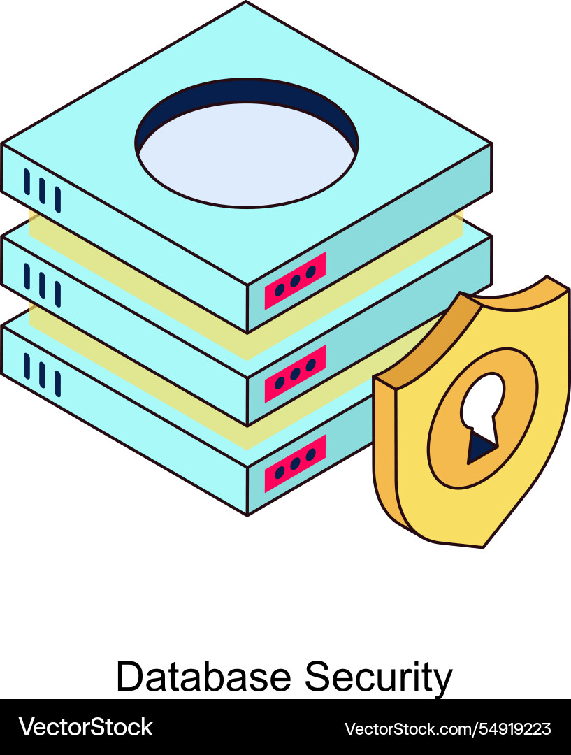 Database security isometric filled icon vector image