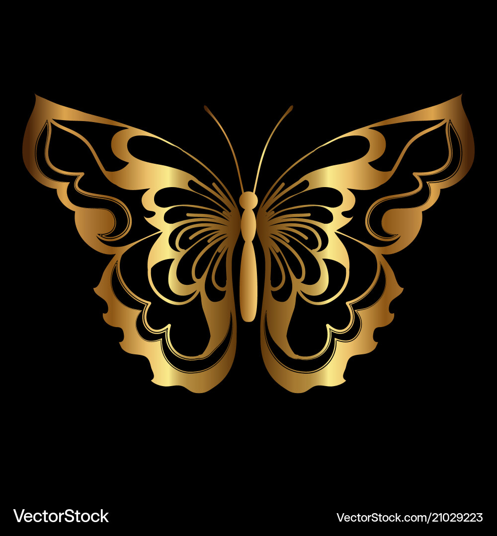 Golden Butterfly Silhouette vector image