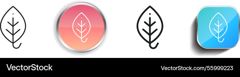 Leaf icon thin linear regular and button style vector image