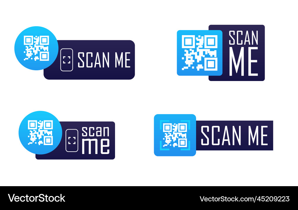 QR Code Scan Labels Badge Set vector image