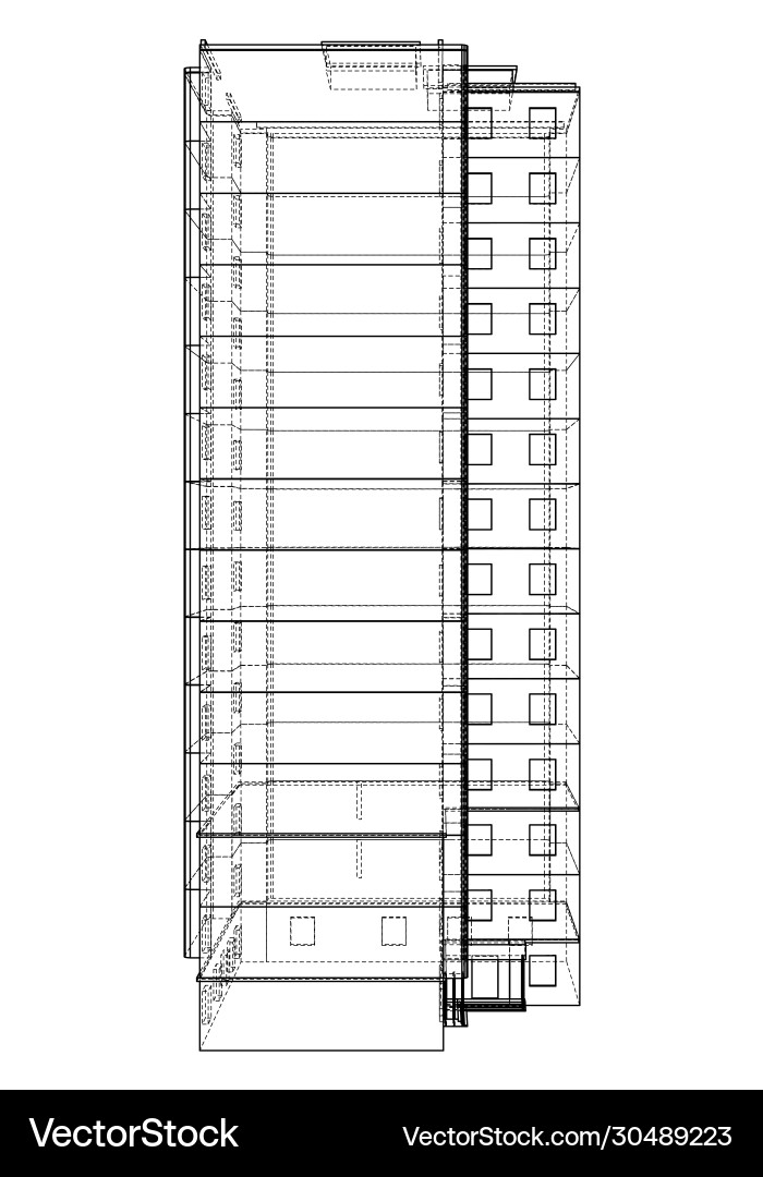 Wire-frame model a multi-storey building Vector Image