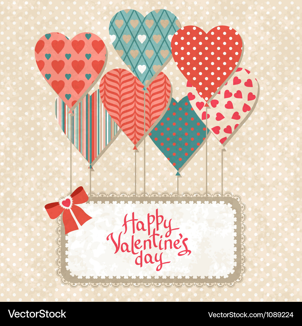 Background with balloons in the shape of heart Vector Image