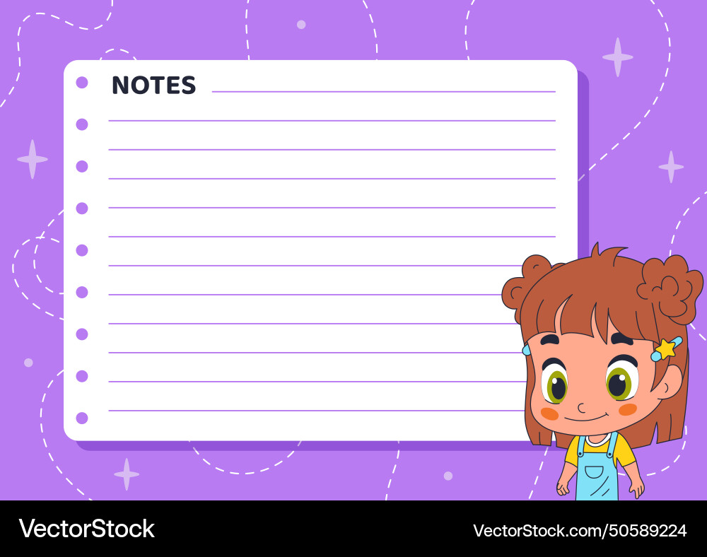 Child with empty notes blank Vector Image