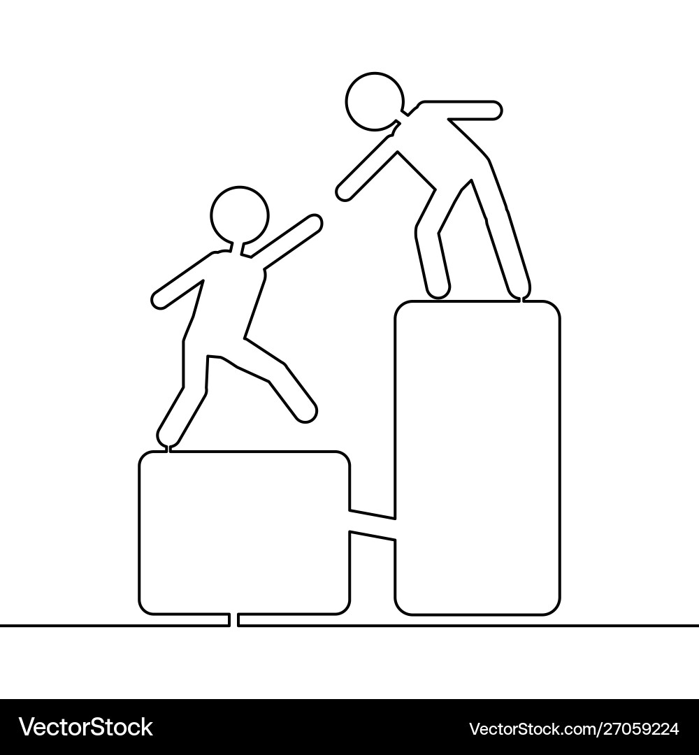 Continuous one line drawing help alliance concept Vector Image