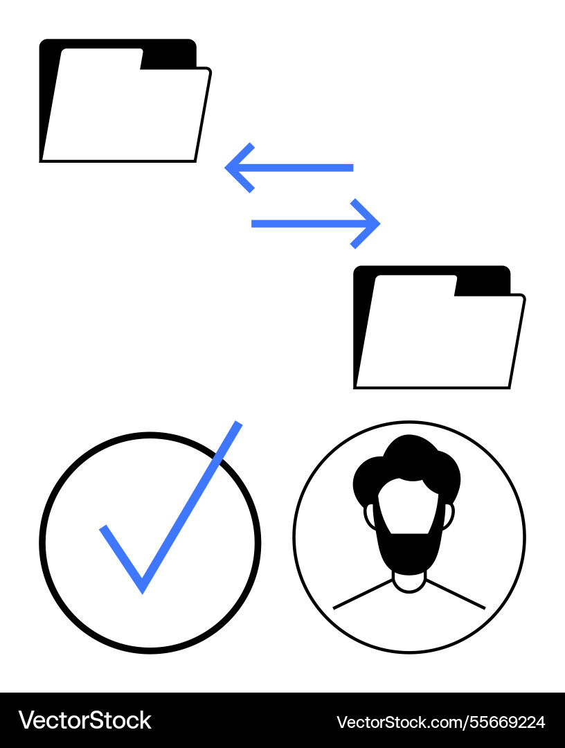 Data transfer between folders with authorization Data transfer between folders with authorization vector image