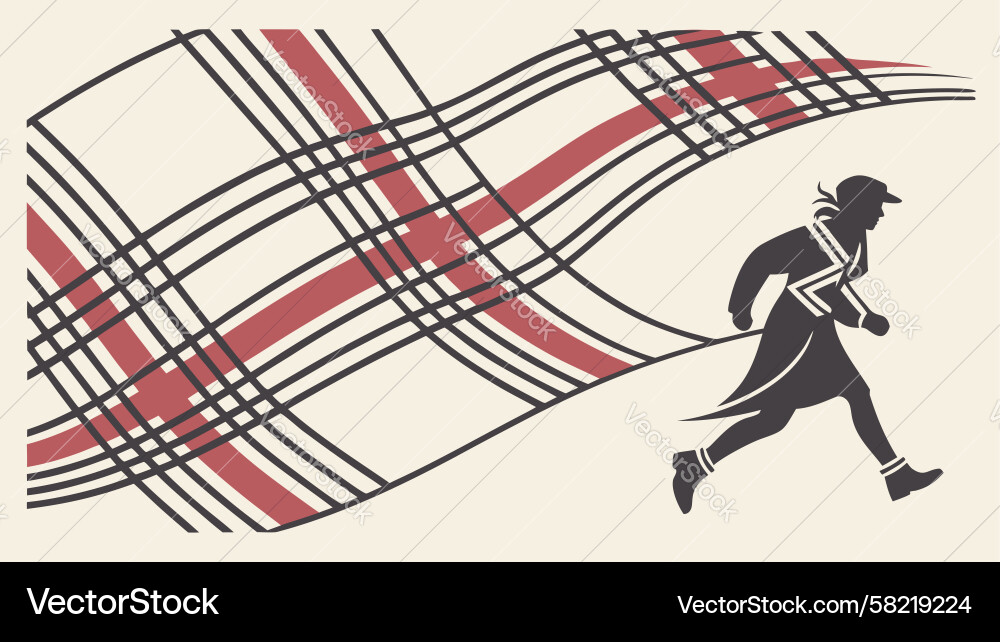 Dynamic Runner on Tartan Path Vector Image