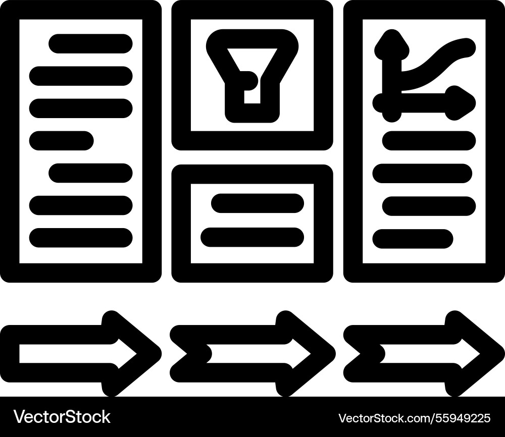 Data processing pipeline ai integration line icon Data processing pipeline ai integration line icon vector image