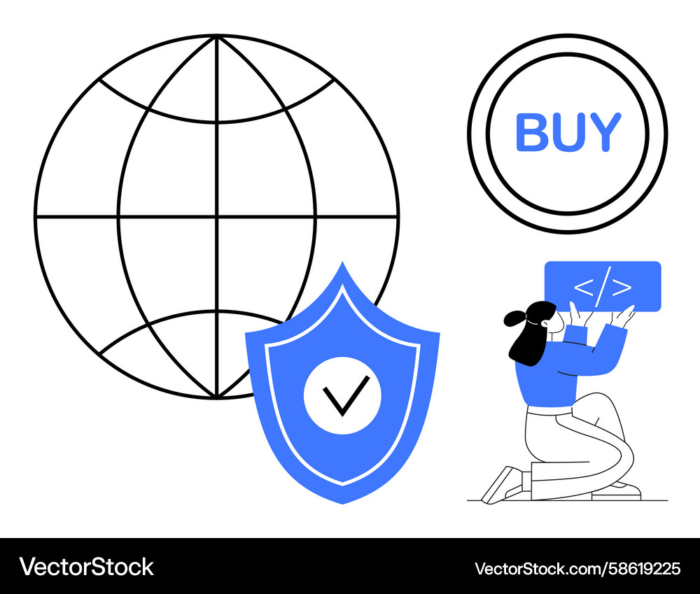 Global network with security shield developer Vector Image