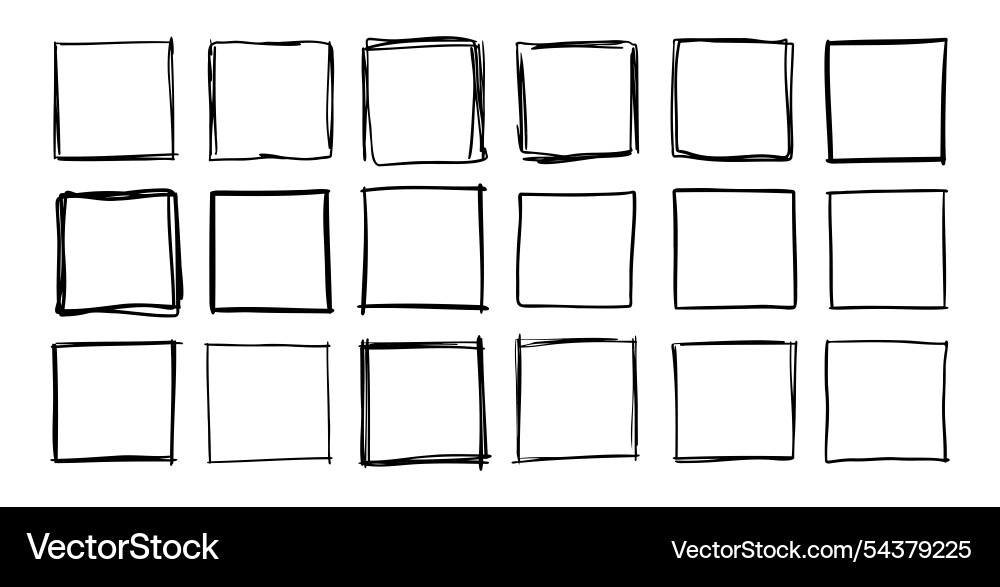 Hand gezeichnete quadratische Rahmen Doodle Linienrahmen Hand gezeichnete quadratische Rahmen Doodle Linienrahmen vektorbild
