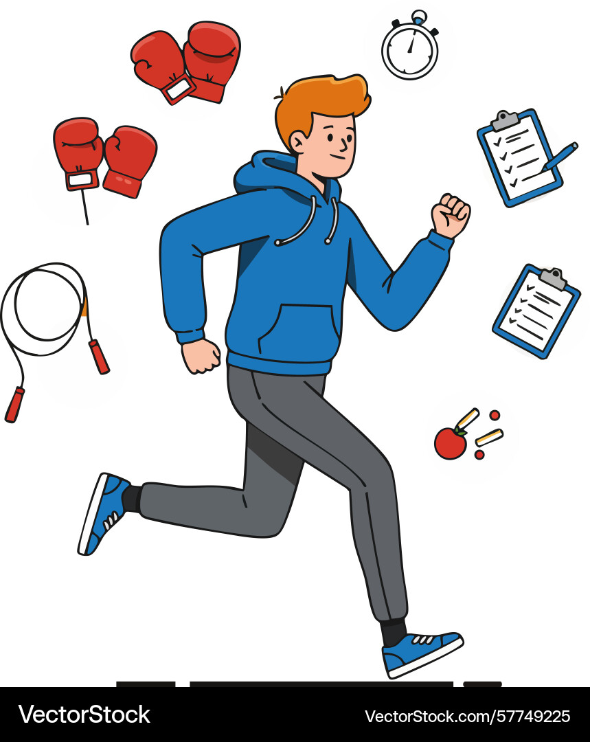 Man running with boxing gloves jump rope Vector Image