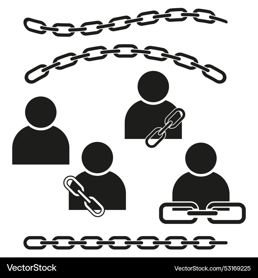 Social connection and networking icons chain Social connection and networking icons chain vector image