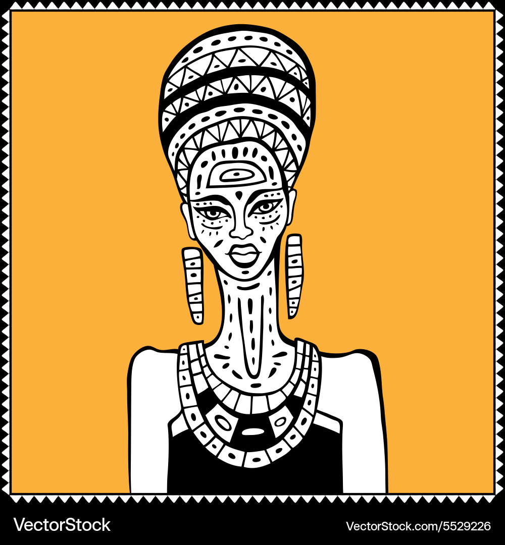 African Woman Portrait - Ethnic Style Vector Image