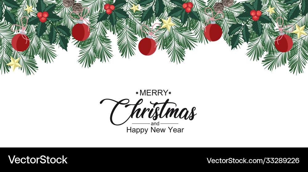 Christmas decorative branches with ornaments Christmas decorative branches with ornaments vector image