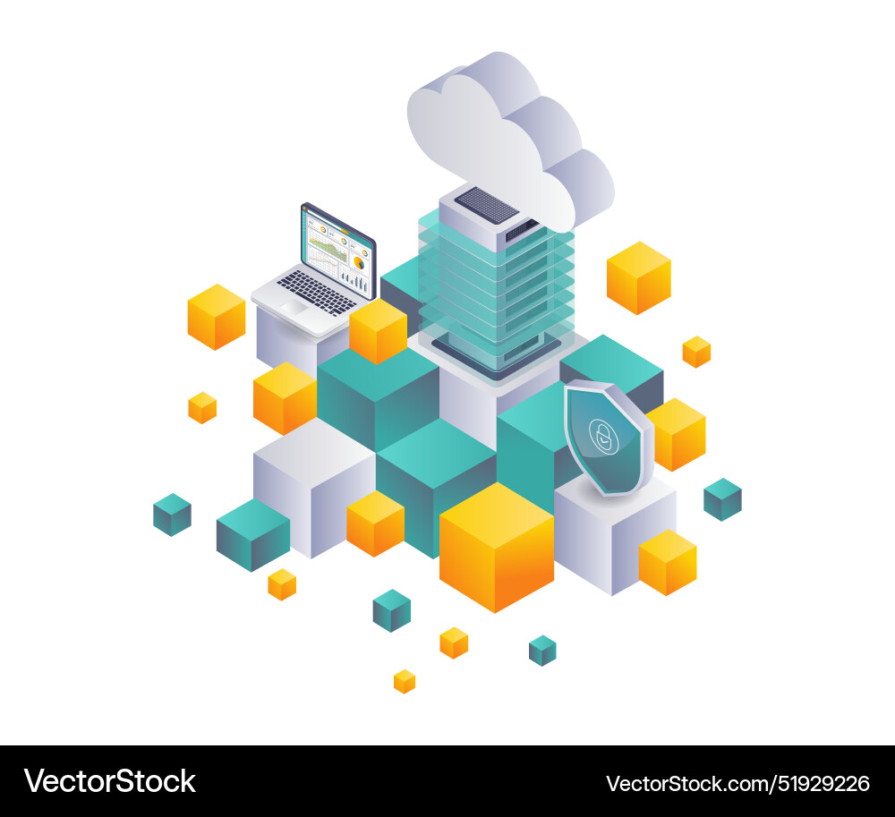 Cloud server security analysis in blockchain Cloud server security analysis in blockchain vector image