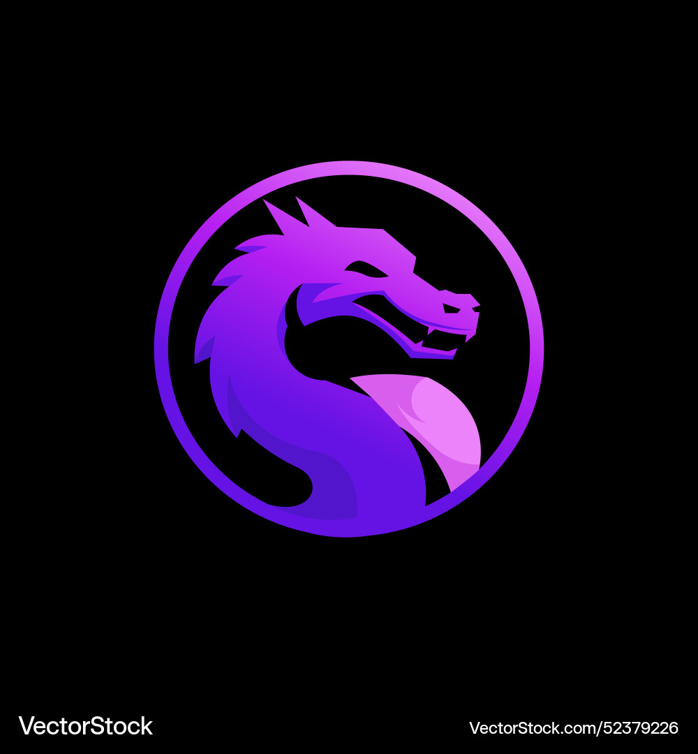Drachen in Kreis purle gradian Farbe Drachen in Kreis purle gradian Farbe vektorbild