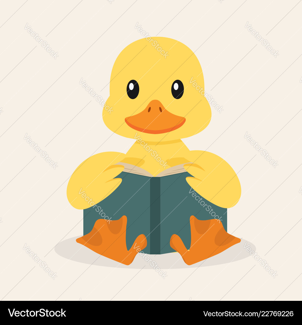 Duck reading a book vector image