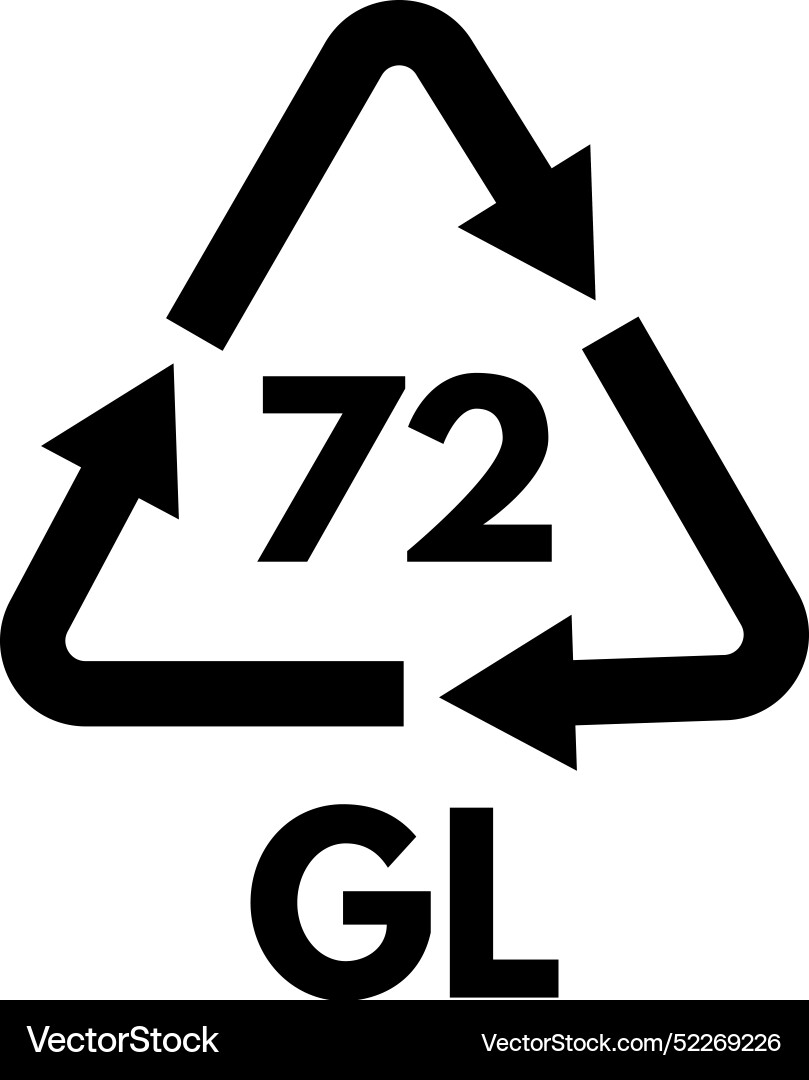 Glass recycling code gl 72 ecology Royalty Free Vector Image