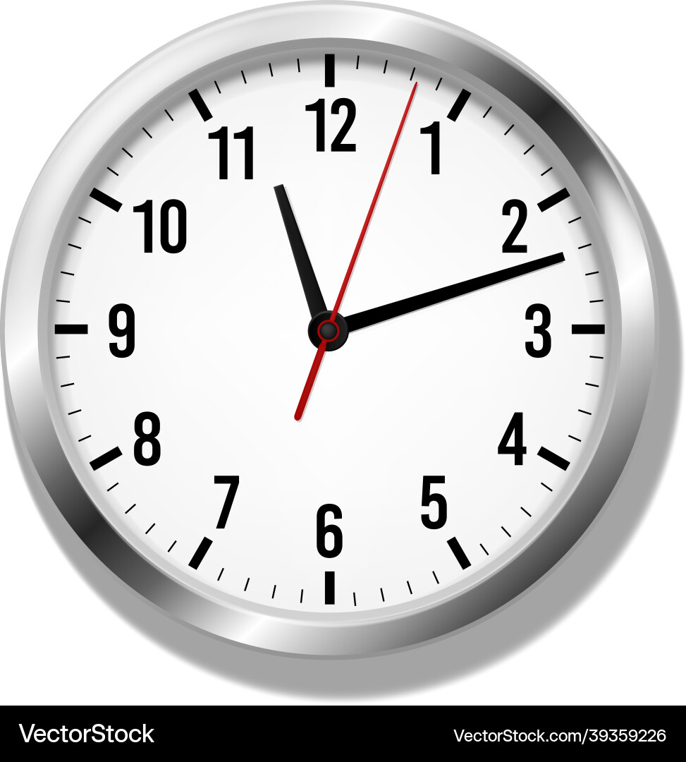 Office realistic clock wall round watches Vector Image
