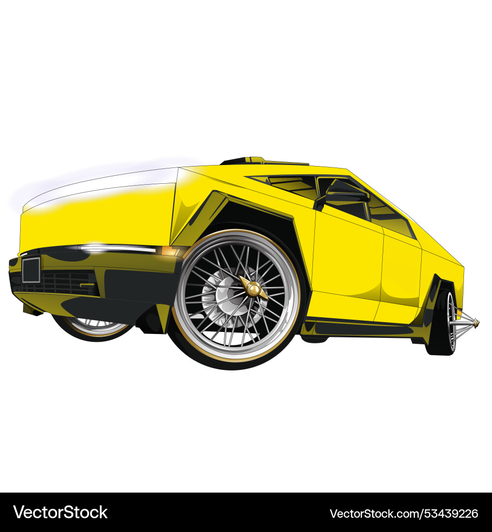 Yellow drag racing car with black strip Royalty Free Vector