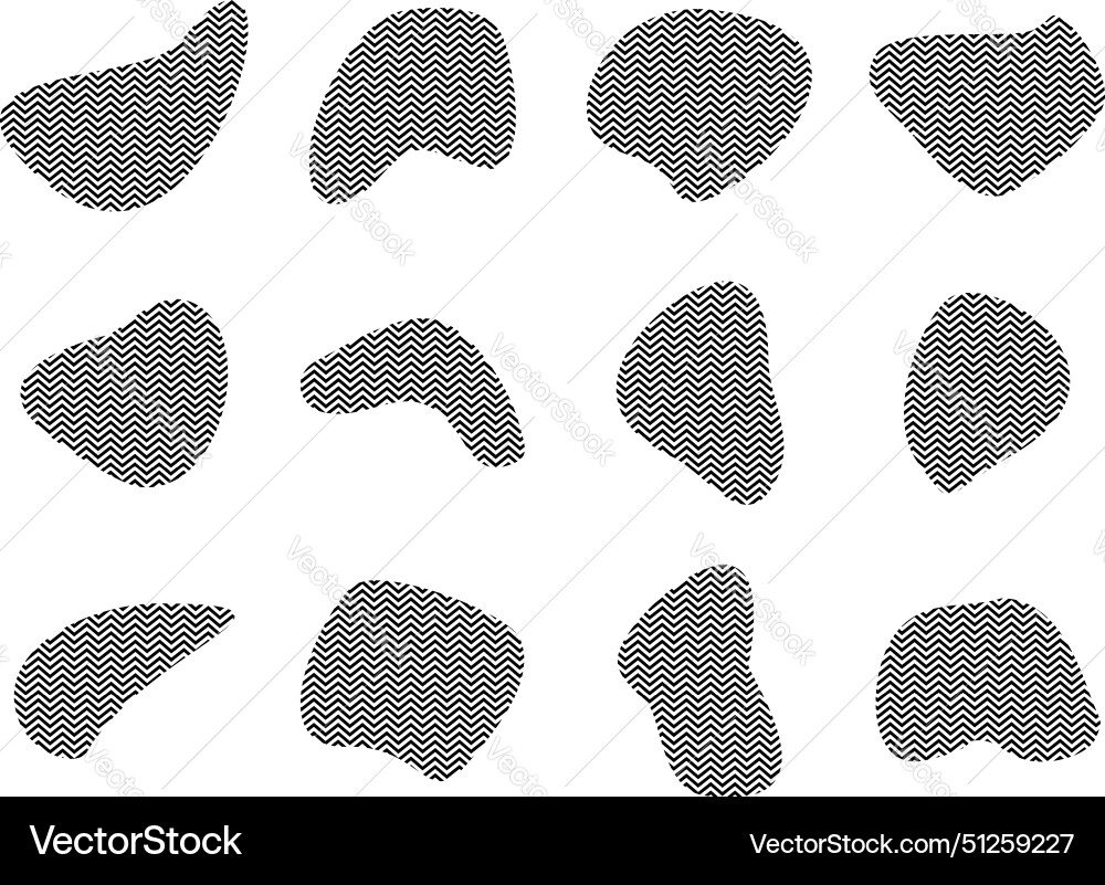 Blobs fluid shapes with zig zag stripes pictogram Blobs fluid shapes with zig zag stripes pictogram vector image