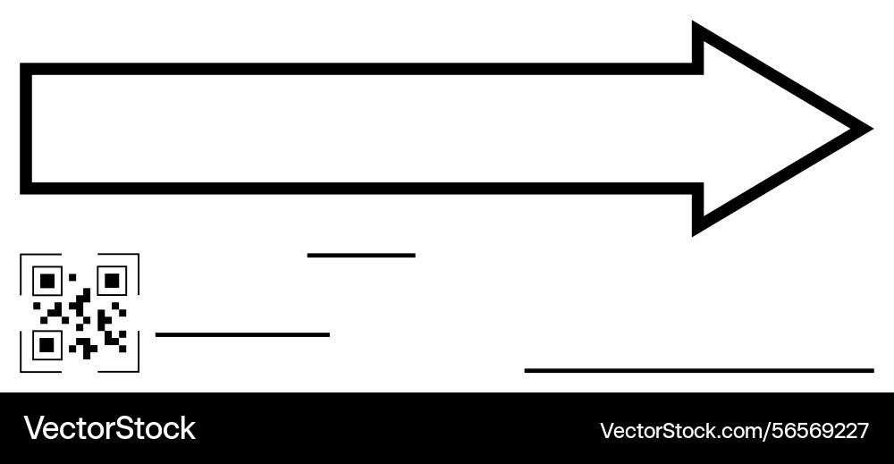 Bold arrow with qr code and horizontal lines Bold arrow with qr code and horizontal lines vector image