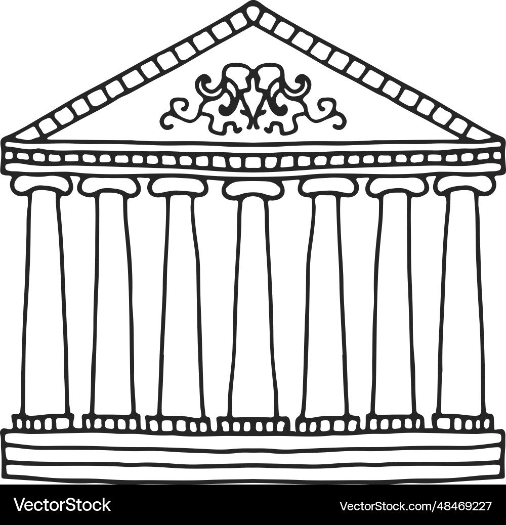 Classic Roman Building with Columns Vector Image