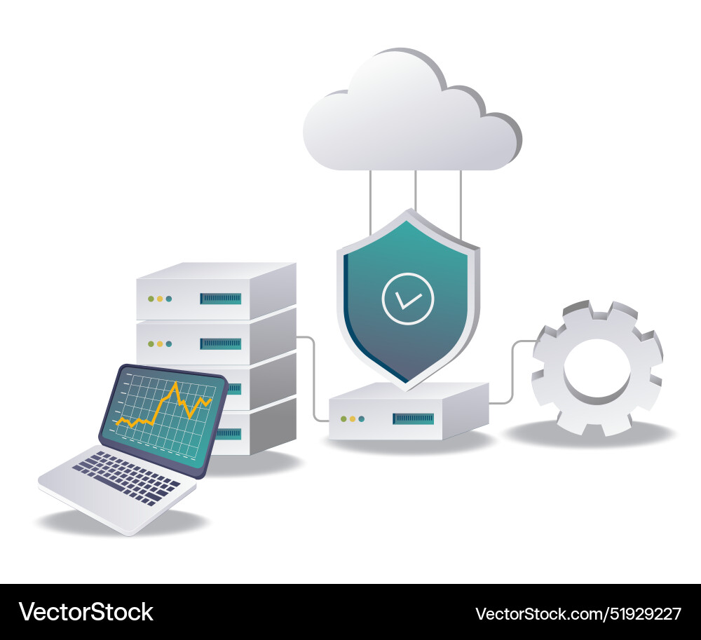 Cloud server security protecting data Cloud server security protecting data Vector Image