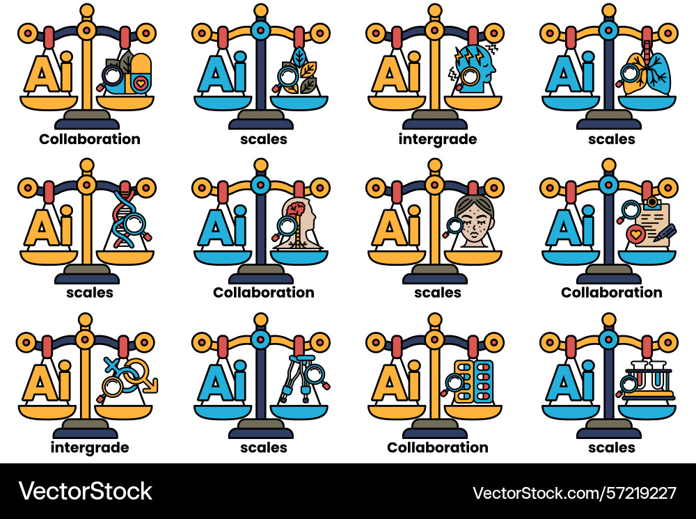 Image is a set of scales with different weights Image is a set of scales with different weights vector image