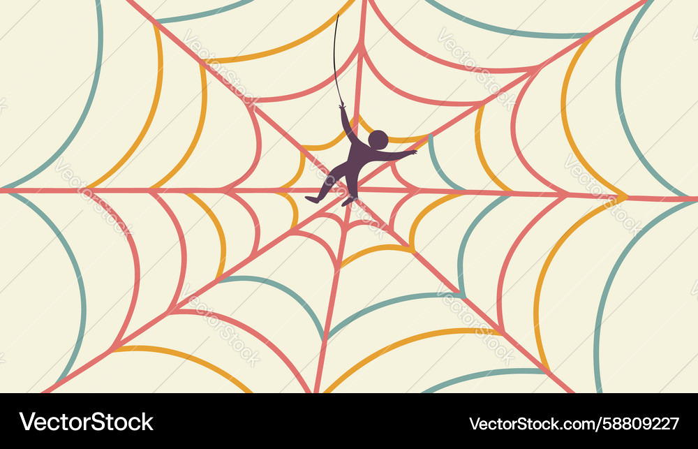 Isolated Figure in Web Trap Vector Image