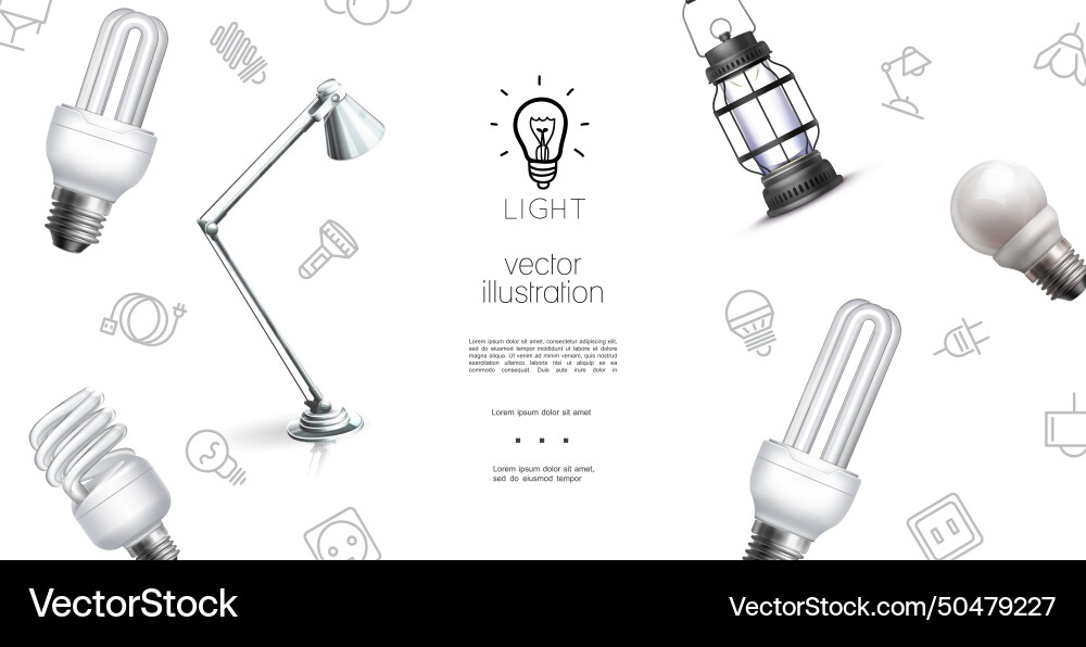 Realistic lighting objects template Realistic lighting objects template Vector Image