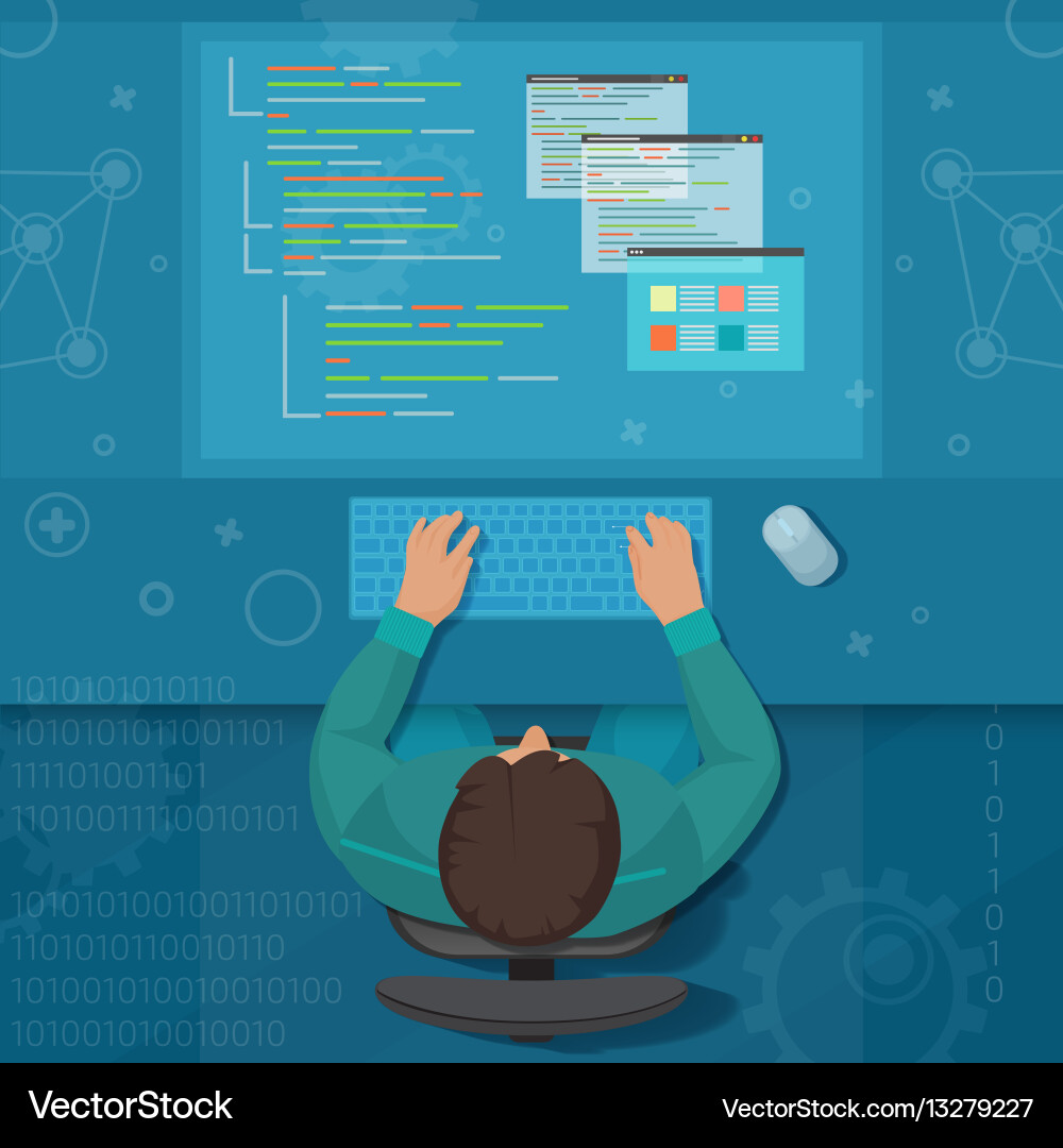 Software Developer Workspace vector image