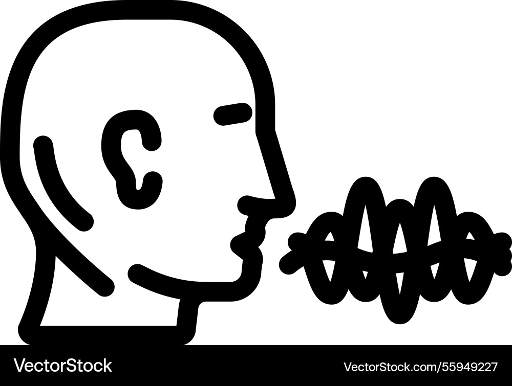 Voice command wave deep learning line icon Vector Image