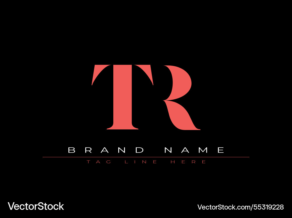 Abstract letter tr minimal logo design template Vector Image