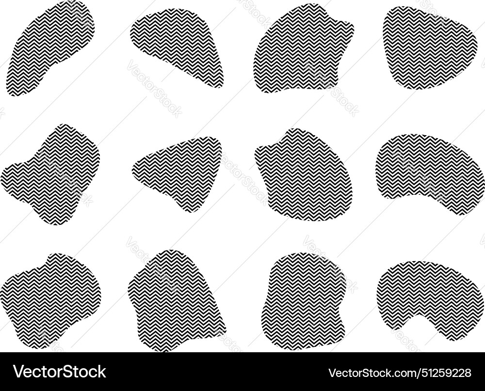 Blobs fluid shapes with zig zag stripes pictogram Vector Image