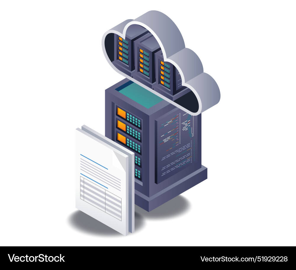 Cloud server storage solutions for computer data Cloud server storage solutions for computer data vector image