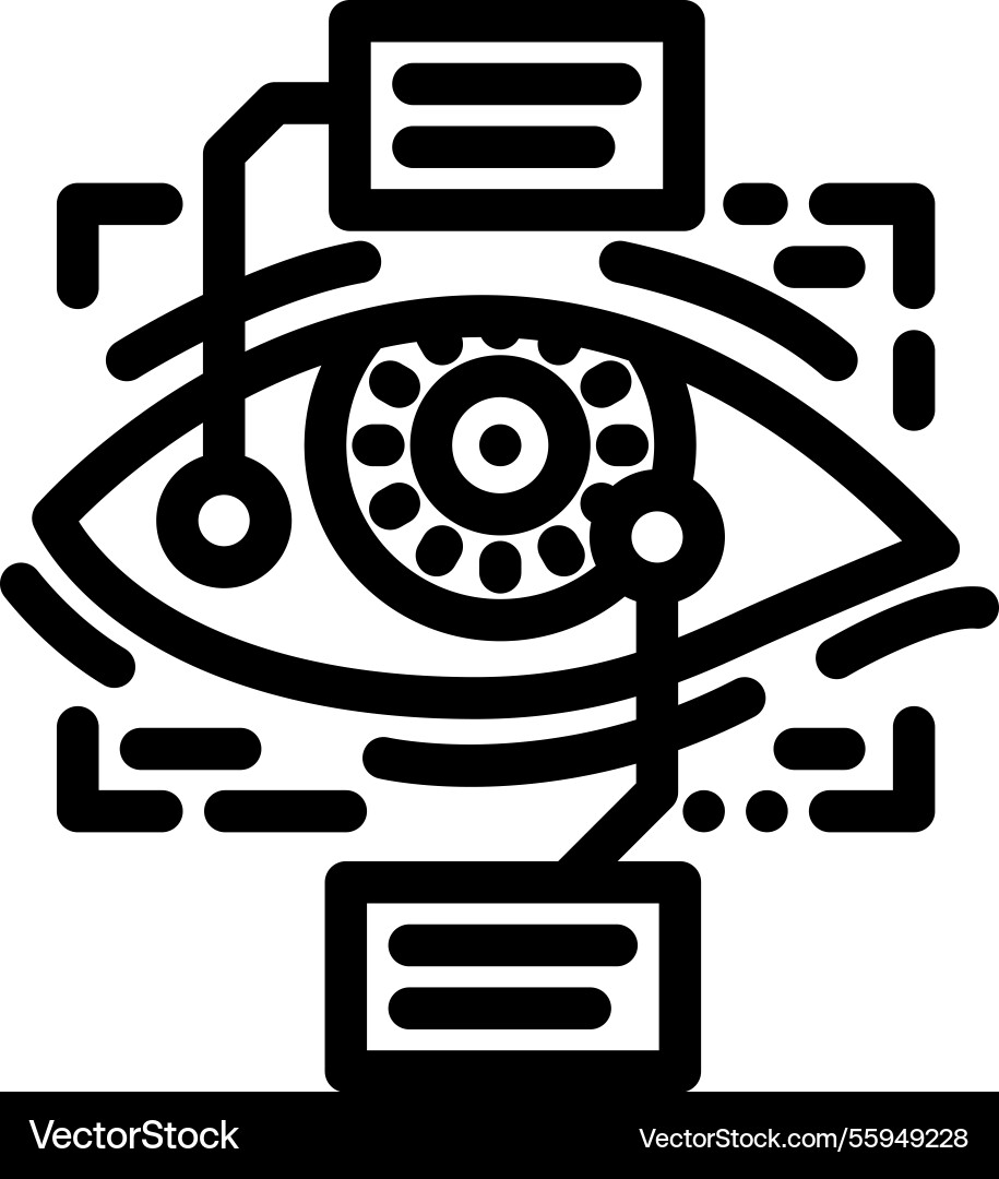 Eye scanning deep learning line icon Vector Image