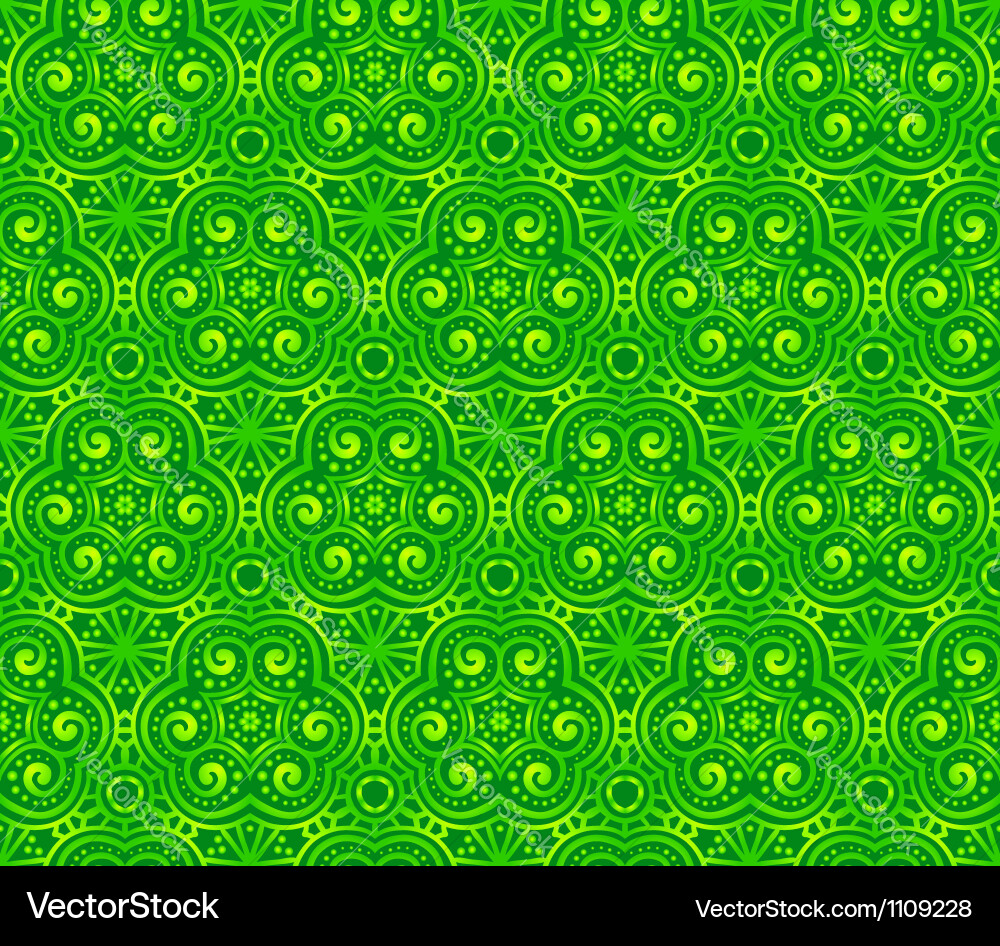 Green abstract curls seamless pattern vector image