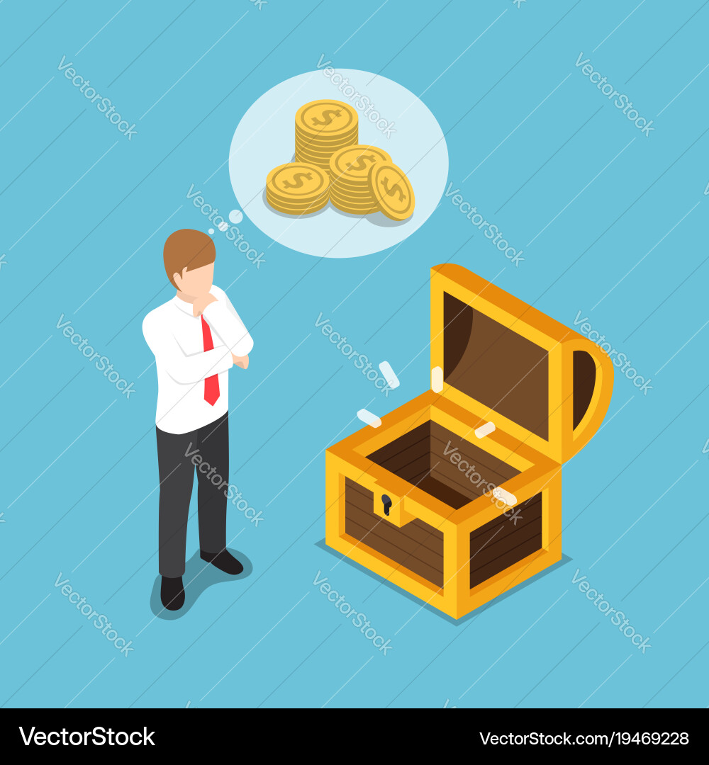 Isometric businessman standing in front of empty vector image