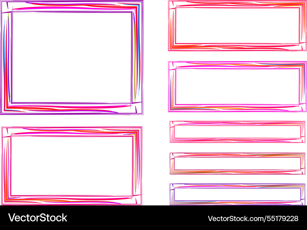 Pink colorful sketch square and rectangular frames Pink colorful sketch square and rectangular frames vector image