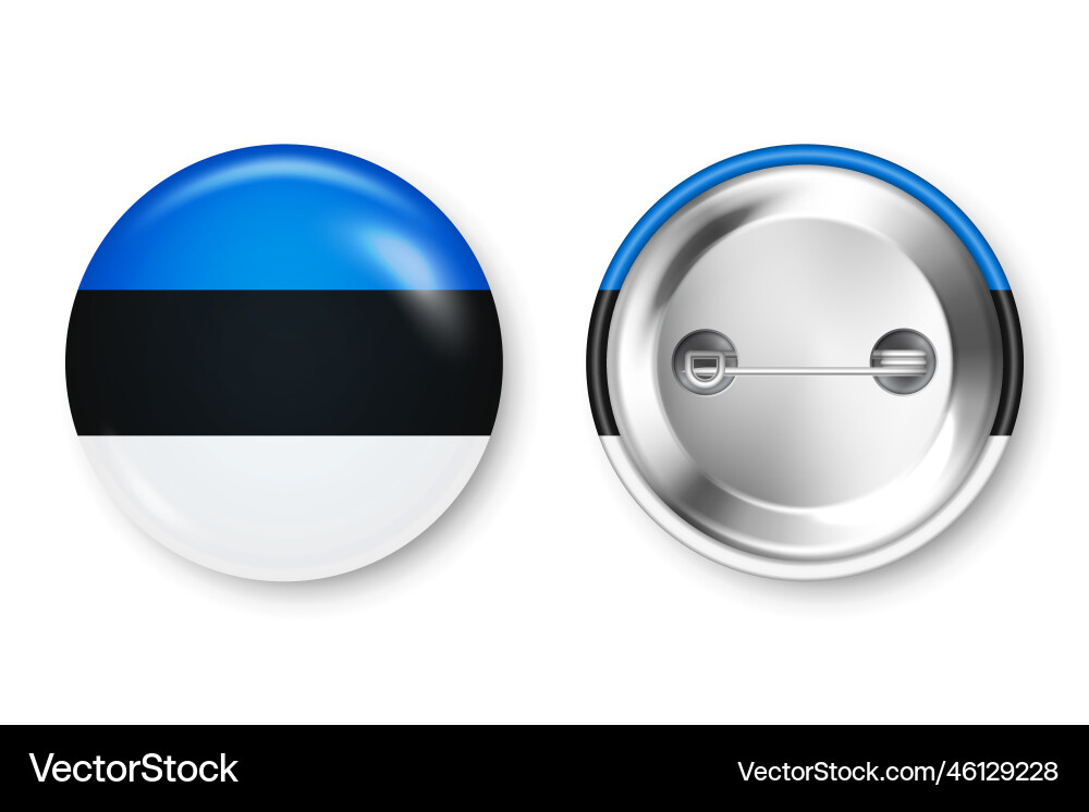 Realistic button badge with printed estonian flag Realistic button badge with printed estonian flag vector image
