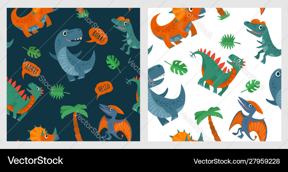Seamless pattern with dinosaurs colorful Seamless pattern with dinosaurs colorful vector image